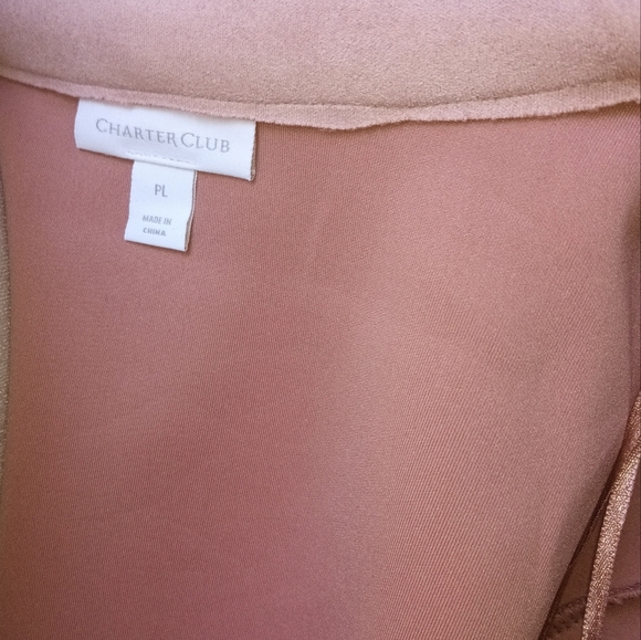Charter Club Faux Suede Blush Pink Soft Blazer Cardigan Women's Sz Large Petite - Picture 8 of 9